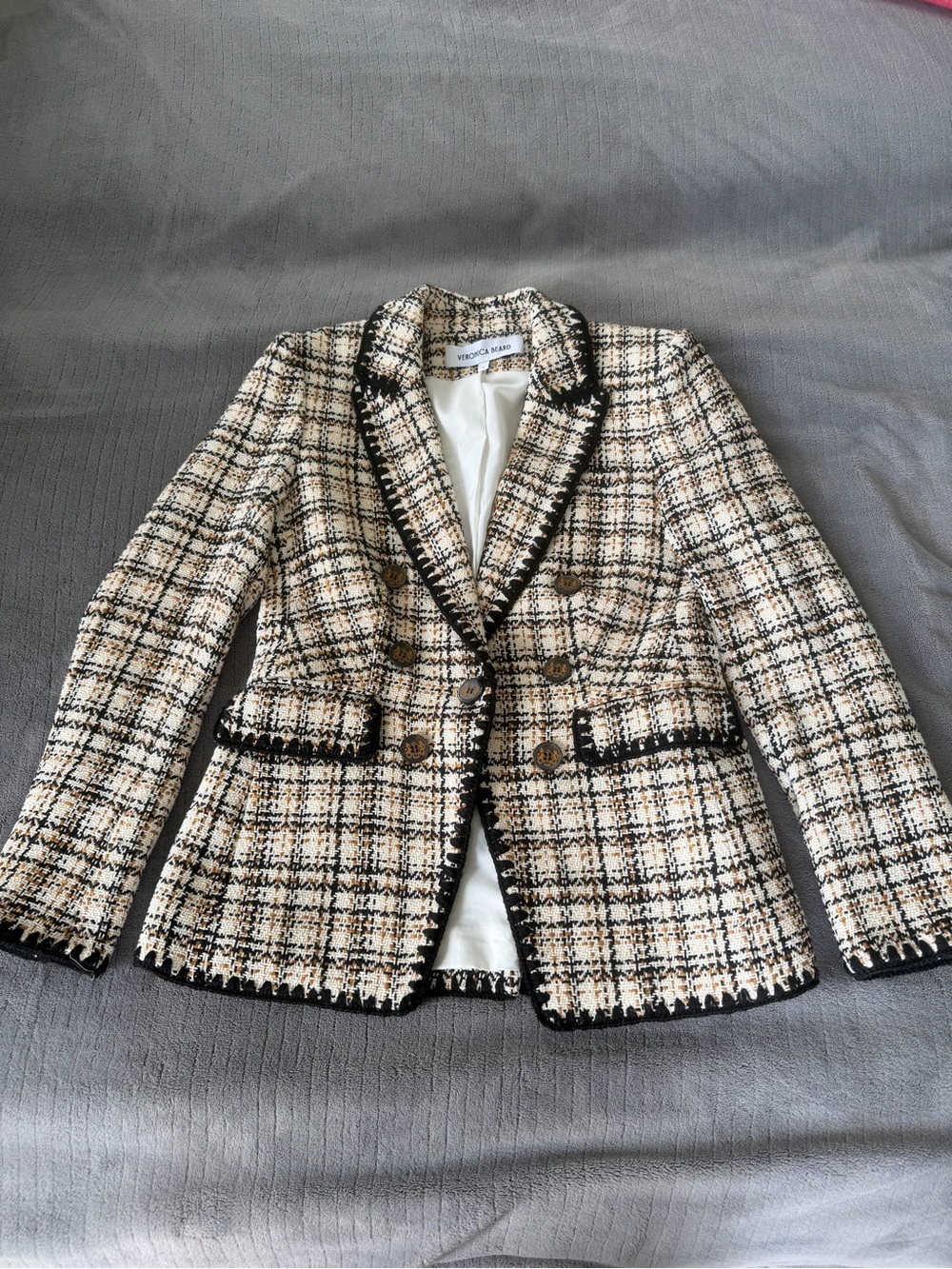 Veronica Beard Lawrence Dickey Jacket in Ecru & Ochre Size 6
